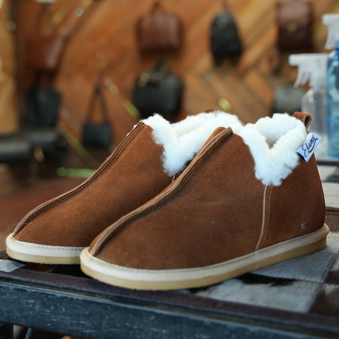 Authentic genuine sheepskin slippers.