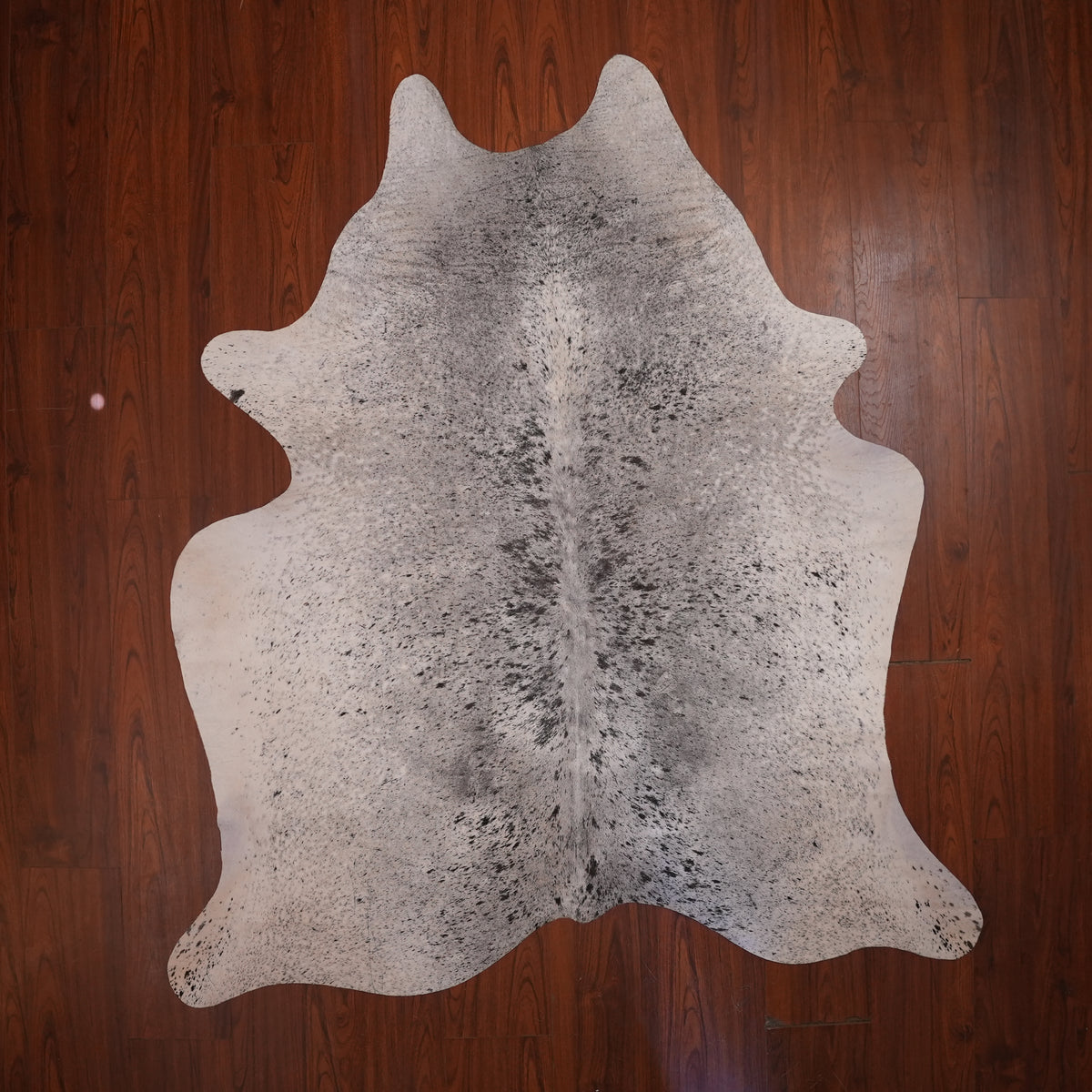 Salt-and-Pepper Black cow hide rug, 206 x 184 cm, genuine cowhide