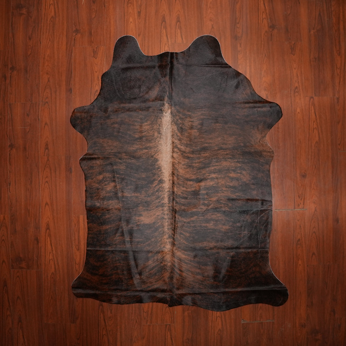 Dark Chocolate Brindle cow hide rug, 194 x 157 cm, genuine cowhide