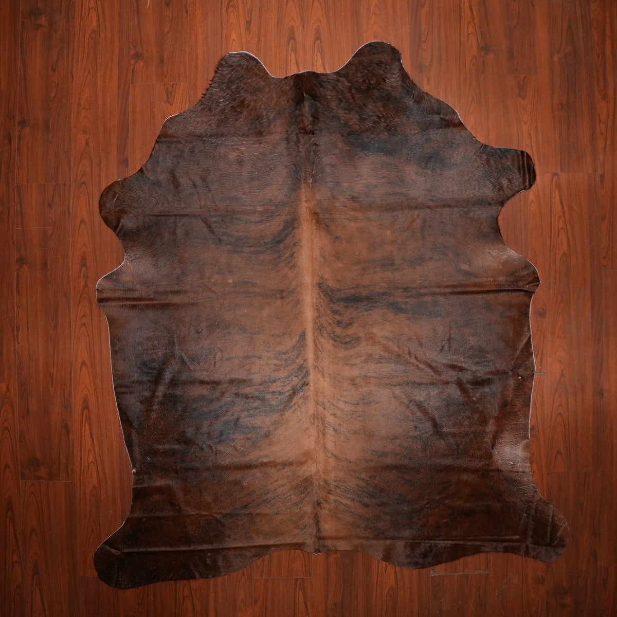 Rich Chocolate Brindle cow hide rug, 213 x 195 cm, genuine cowhide