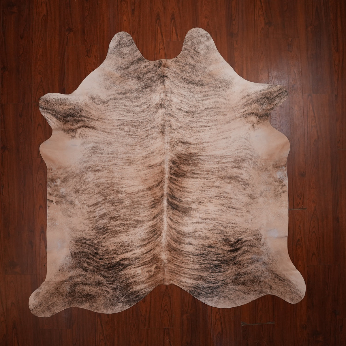 Soft Streaked Brindle cow hide rug, 213 x 197 cm, genuine cowhide
