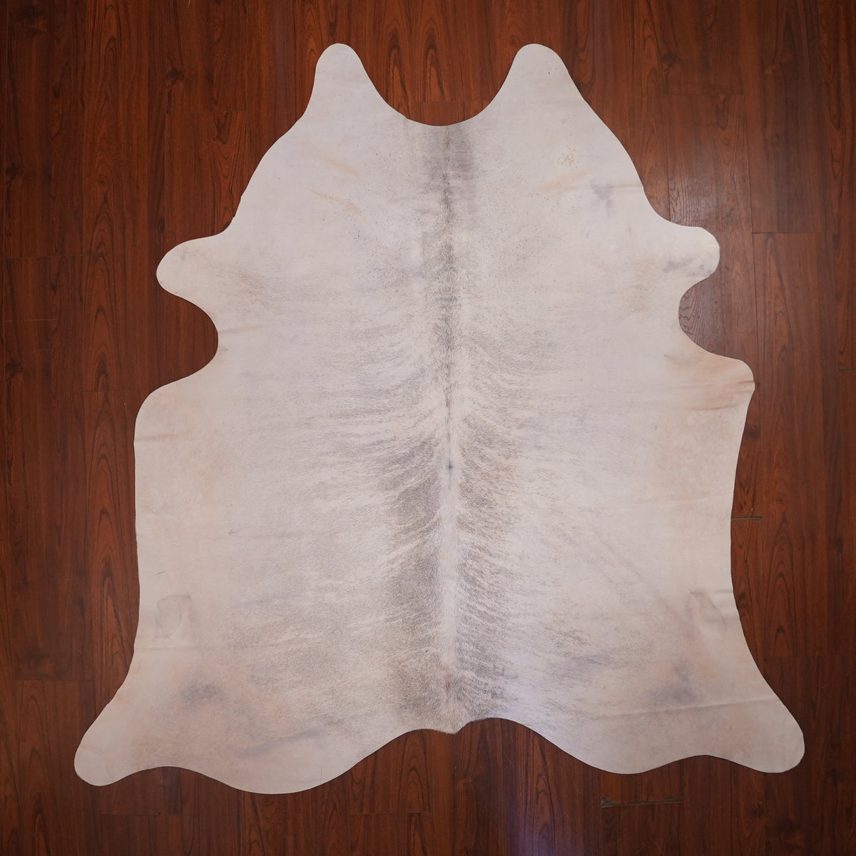 Pale Ivory Brindle cow hide rug, 215 x 212 cm, genuine cowhide