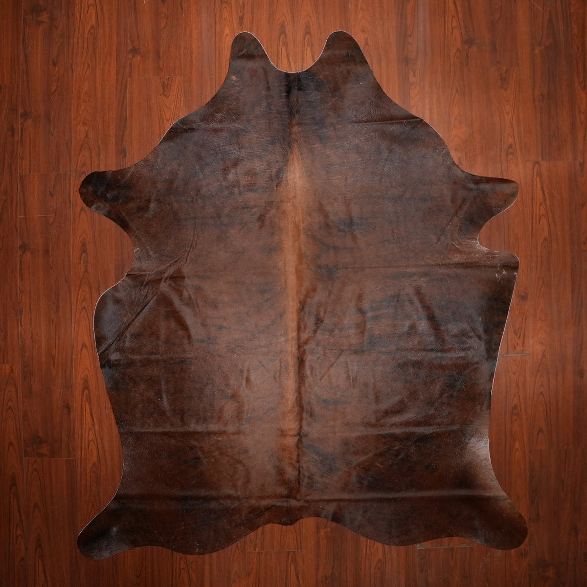 Dark Chocolate Brindle cow hide rug, 222 x 193 cm, genuine cowhide