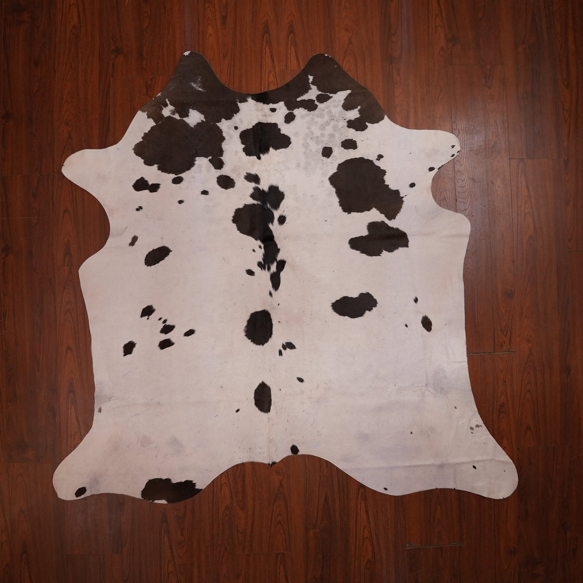 High-Contrast Brown cow hide rug, 190 x 197 cm, genuine cowhide