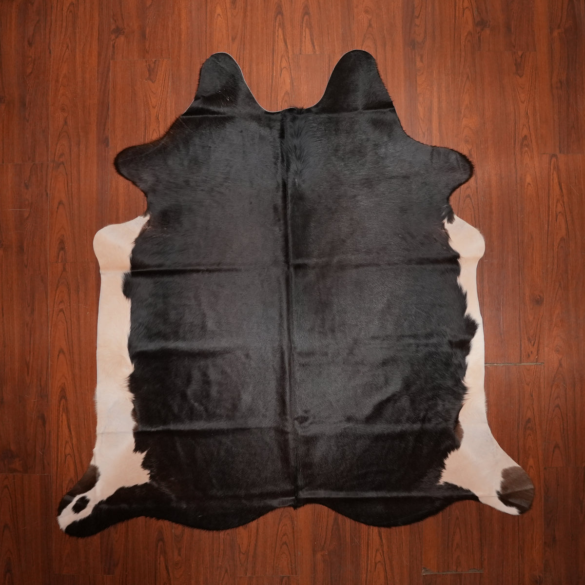 Jet Black Brown cow hide rug, 196 x 185 cm, genuine cowhide