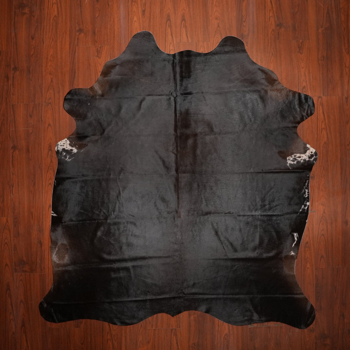 Jet Black Brown cow hide rug, 210 x 198 cm, genuine cowhide