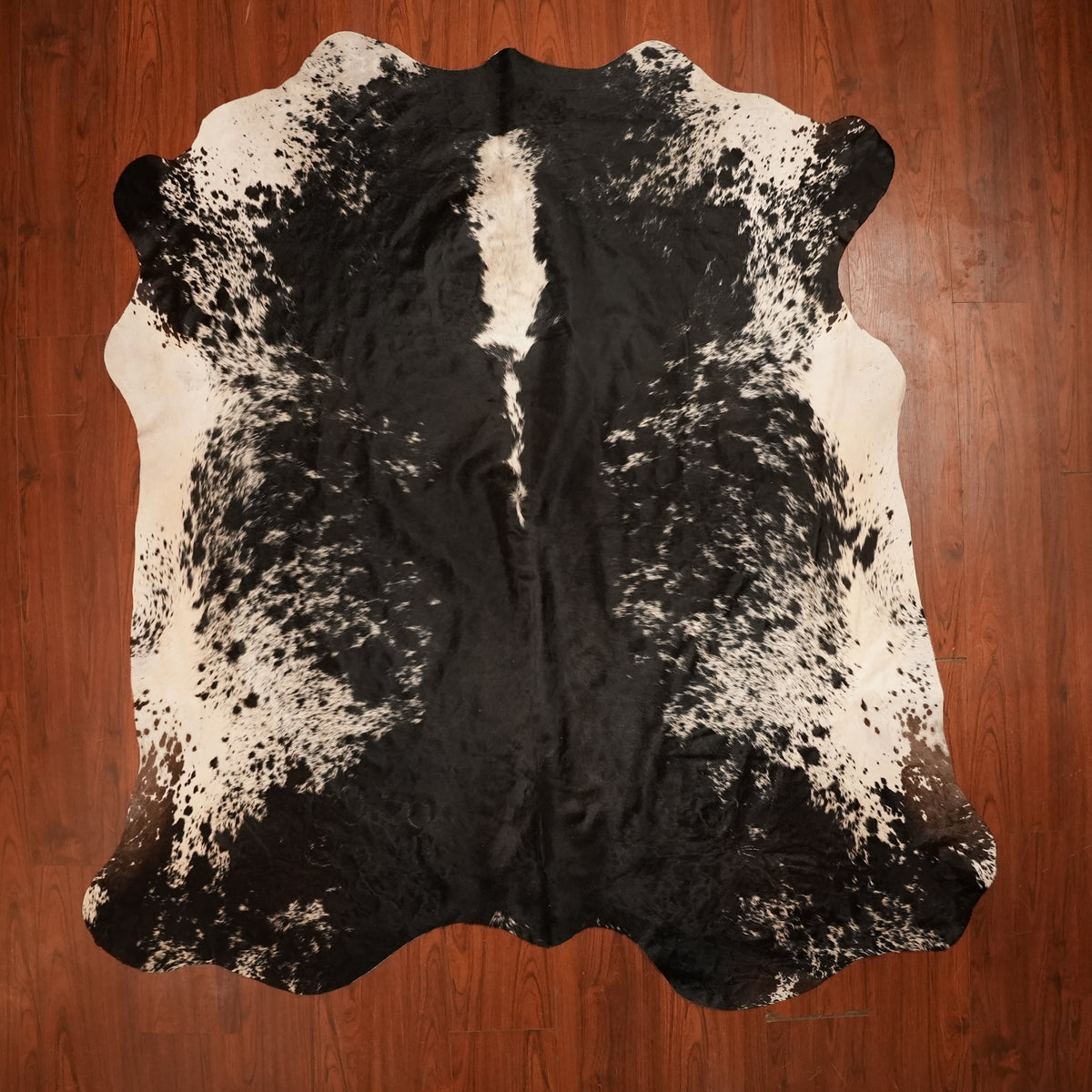 Nguni hide rug in speckled edge black, 221 x 211 cm, genuine Nguni cow hide
