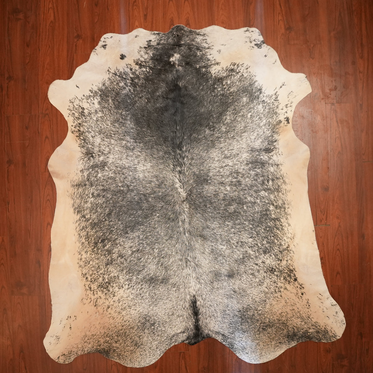 Nguni hide rug in salt-and-pepper black, 229 x 205 cm, genuine Nguni cow hide