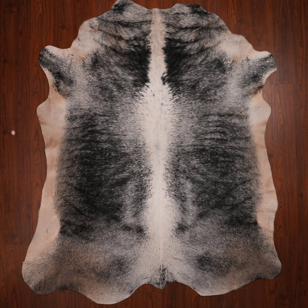 Nguni hide rug in salt-and-pepper black, 245 x 206 cm, genuine Nguni cow hide