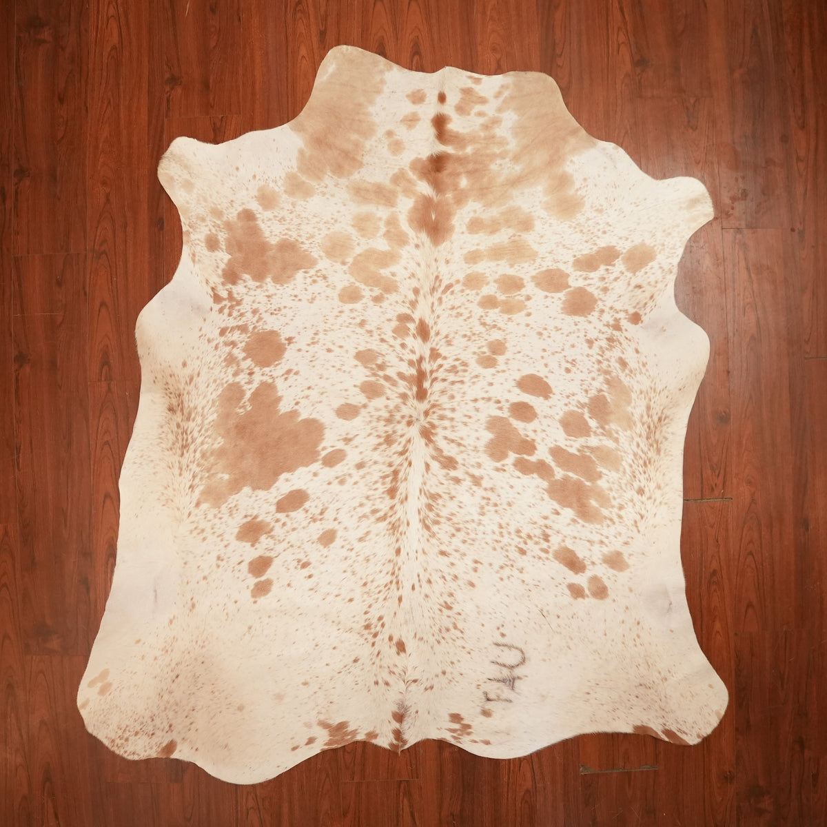 Nguni hide rug in caramel speckled brown, 225 x 198 cm, genuine Nguni cow hide