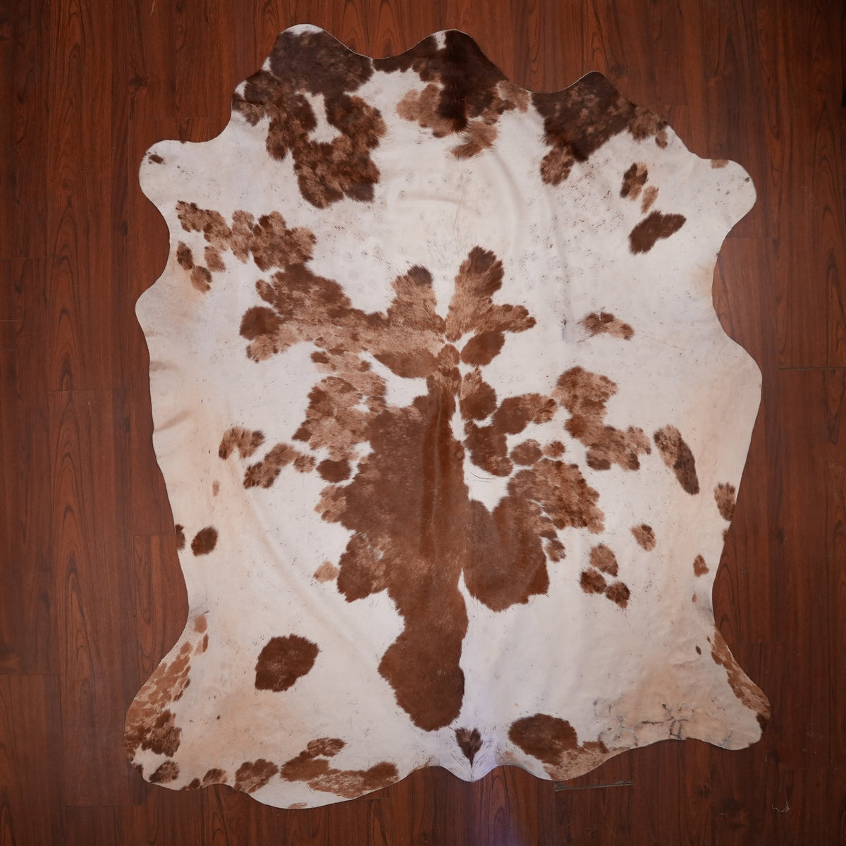 Nguni hide rug in chestnut patchwork brown, 233 x 196 cm, genuine Nguni cow hide