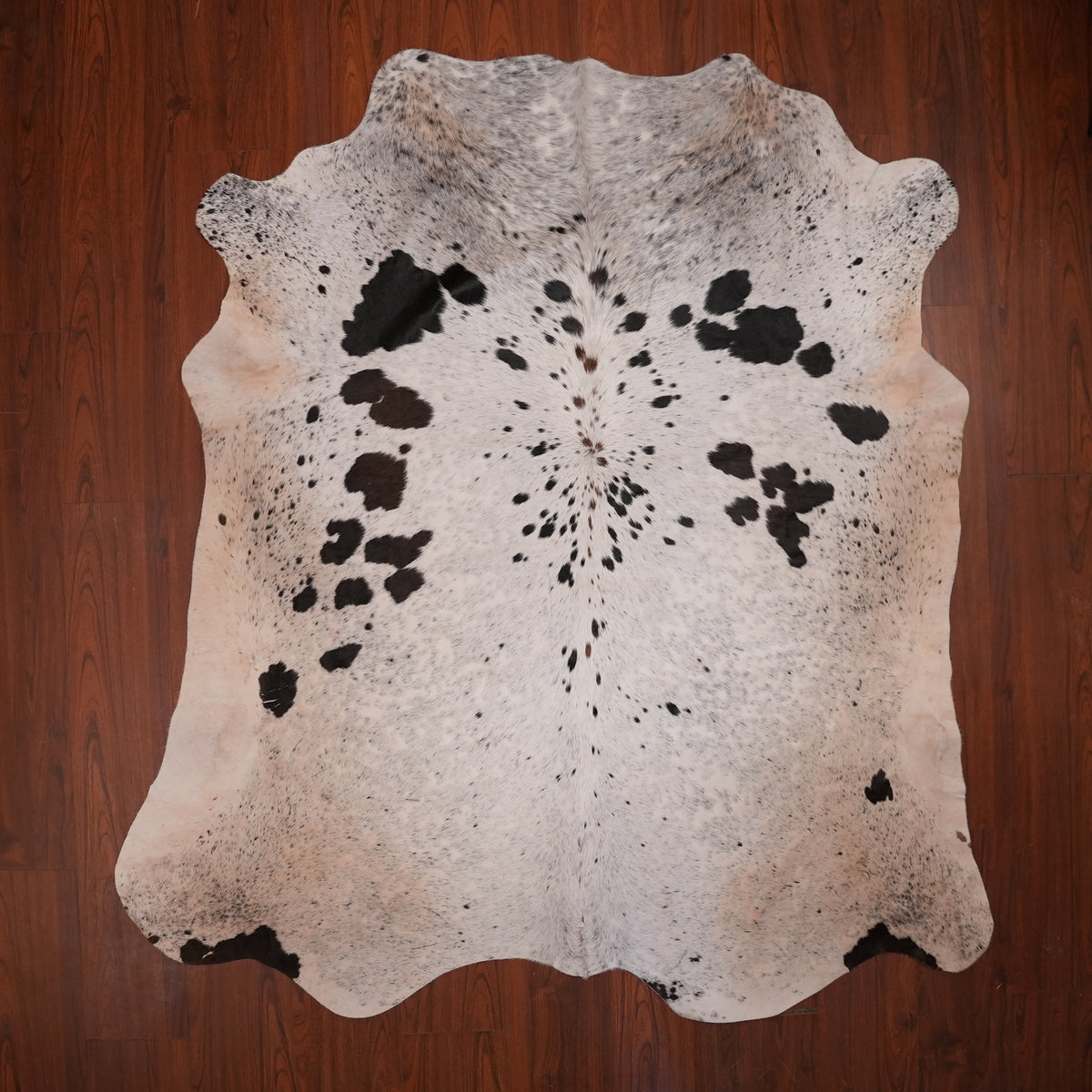 Nguni hide rug in speckled tri-colour, 222 x 202 cm, genuine Nguni cow hide