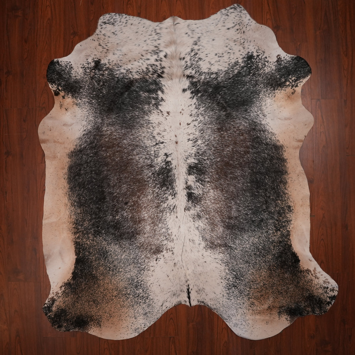 Nguni hide rug in salt-and-pepper tri-colour, 229 x 209 cm, genuine Nguni cow hide