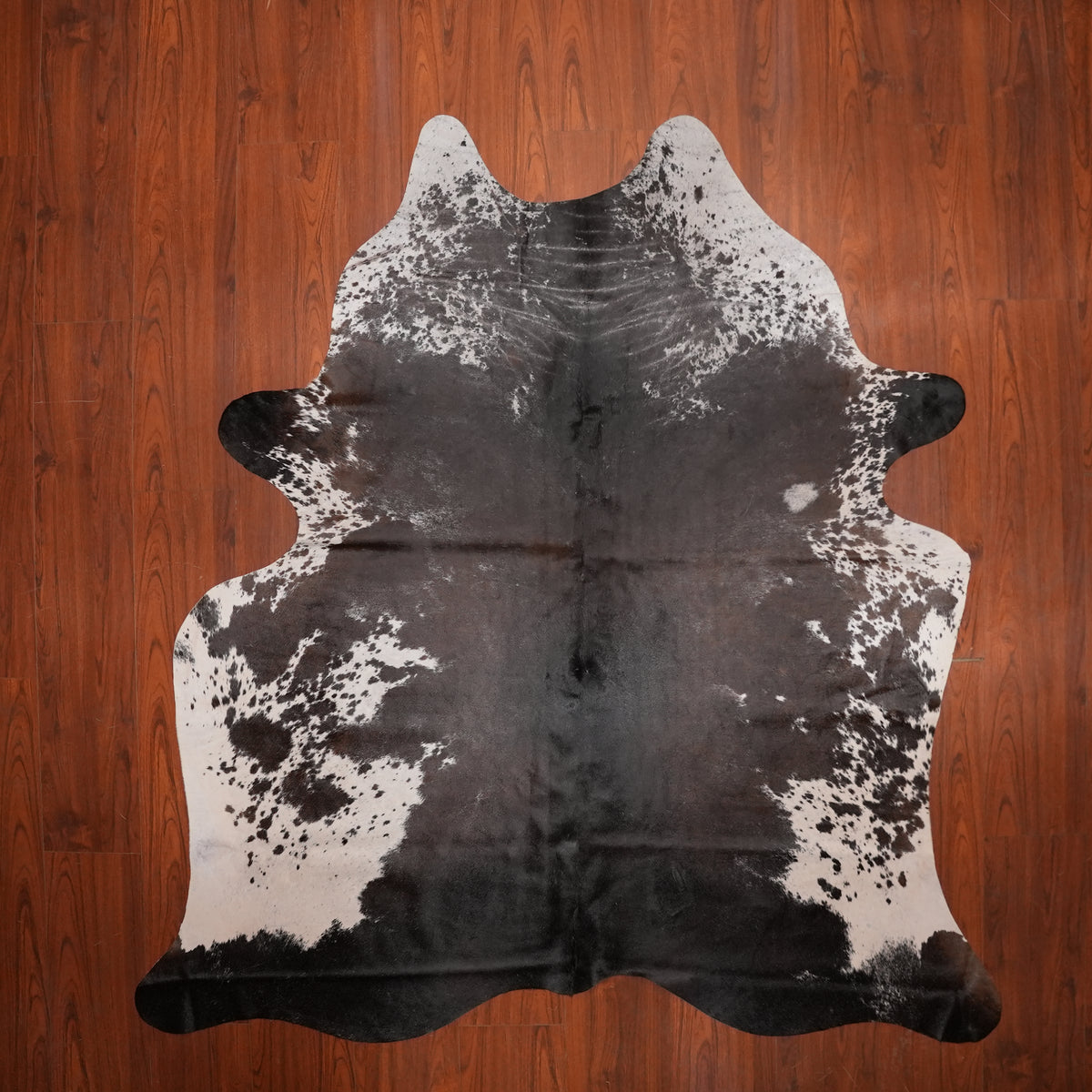 Dark Speckled Tri-colour cow hide rug, 212 x 199 cm, genuine cowhide
