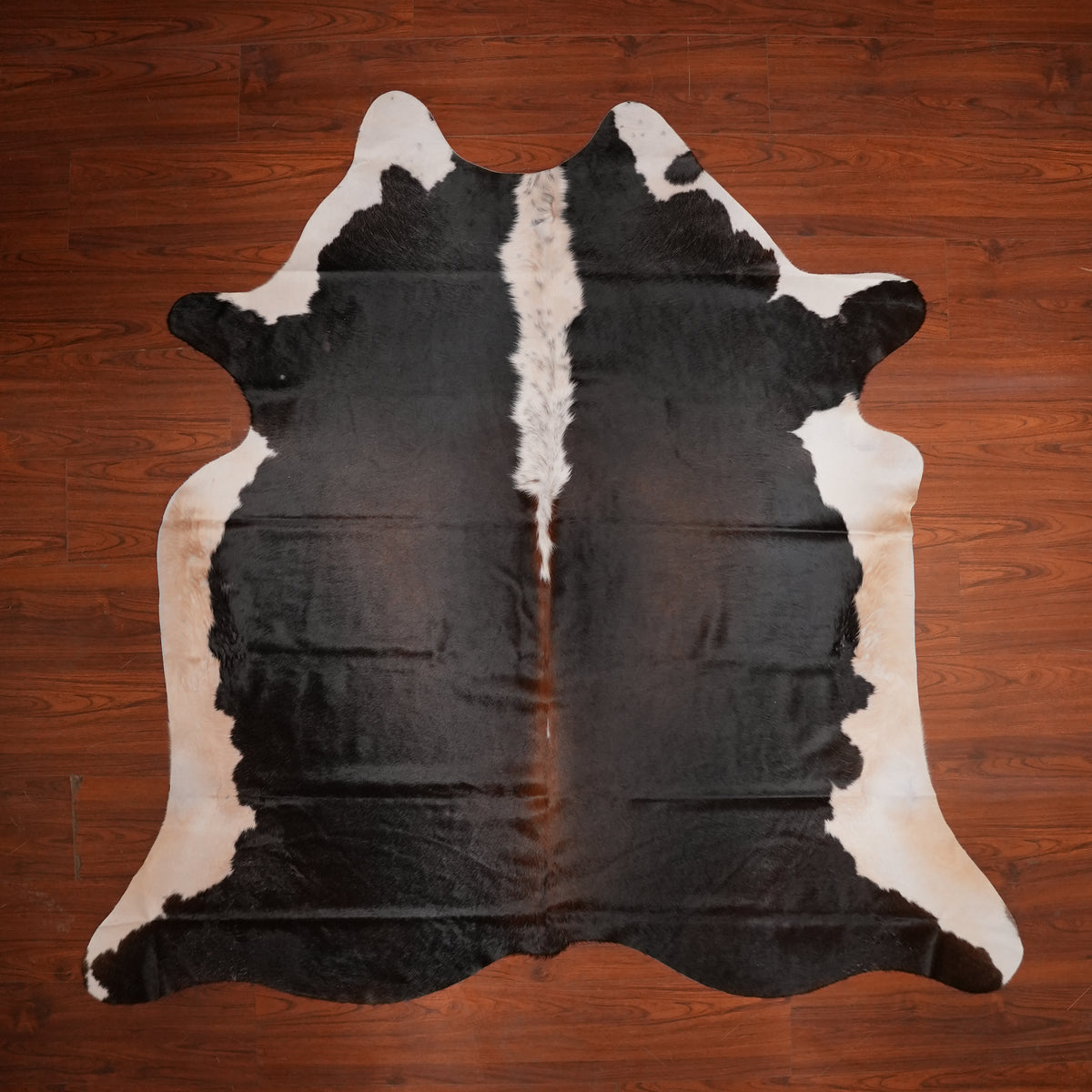 High-Contrast Tri-colour cow hide rug, 218 x 215 cm, genuine cowhide