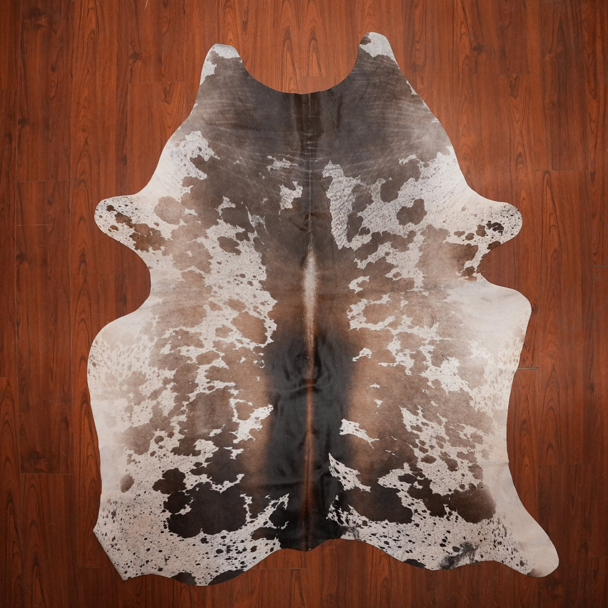 Speckled Tri-colour cow hide rug, 226 x 204 cm, genuine cowhide