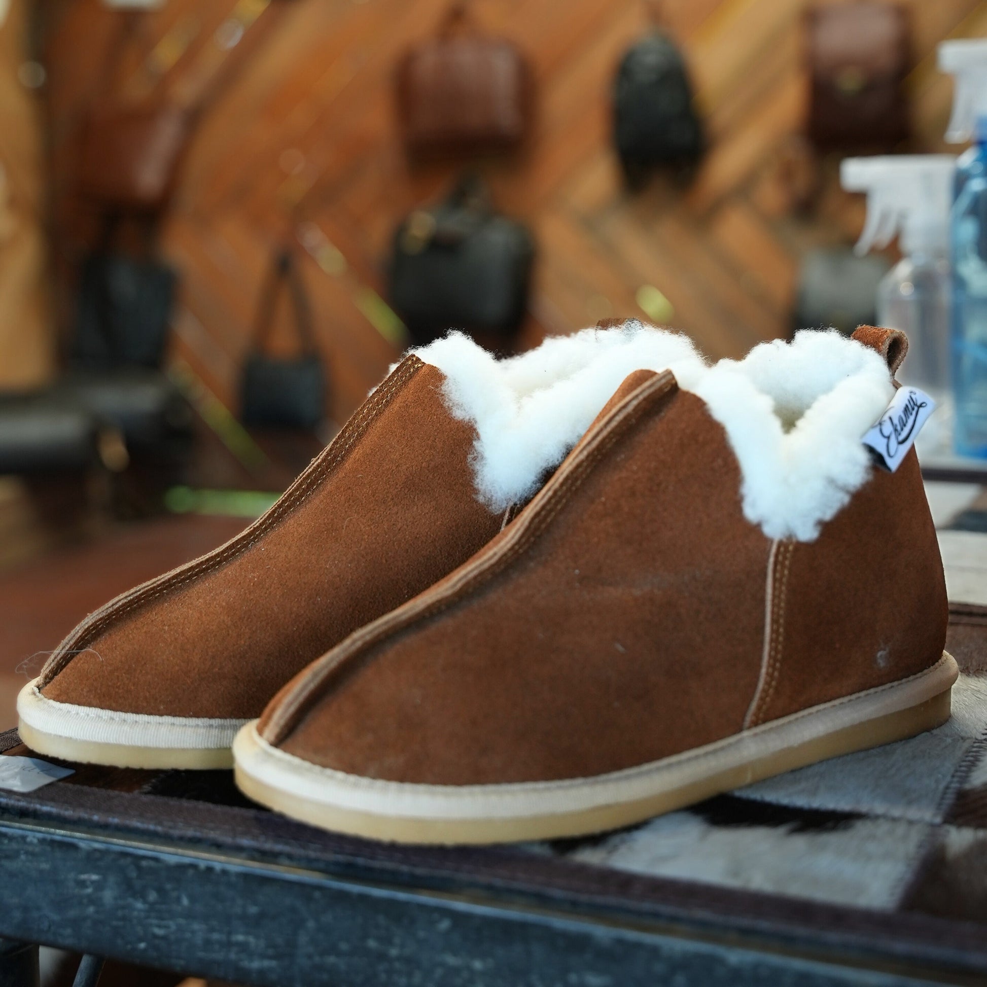 Authentic genuine sheepskin slippers.