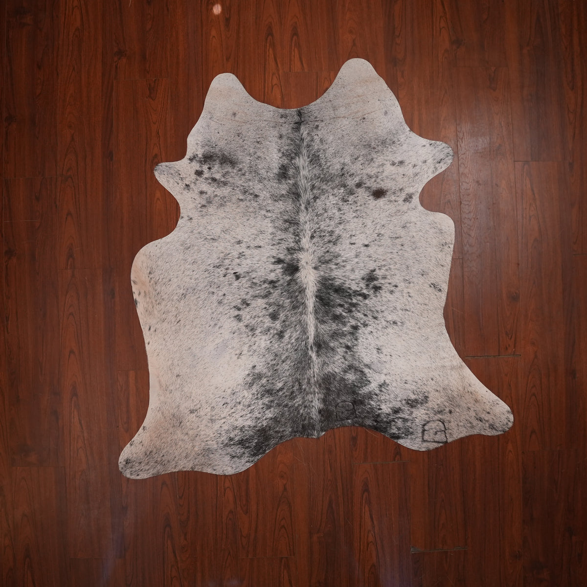 Salt-and-Pepper Black cow hide rug, 167 x 165 cm, genuine cowhide