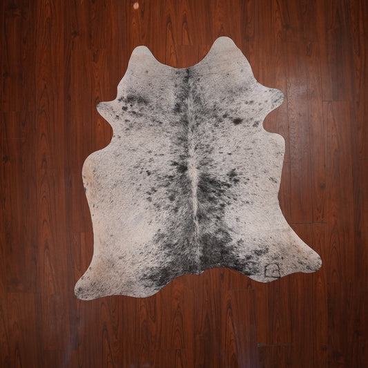 Salt-and-Pepper Black cow hide rug, 167 x 165 cm, genuine cowhide
