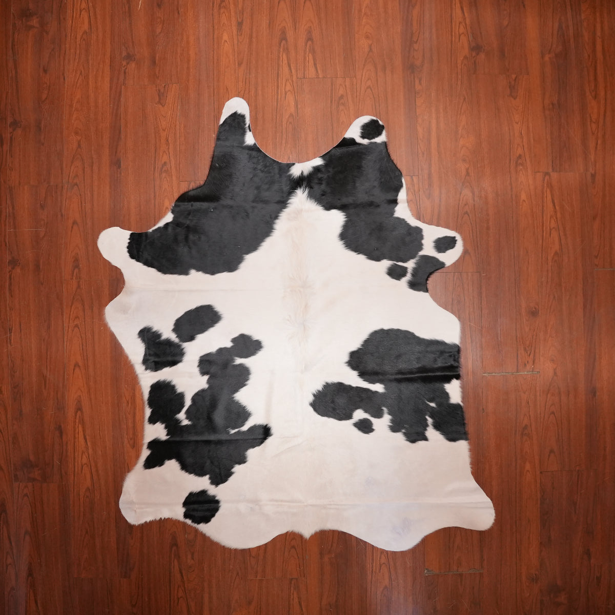 High-Contrast Black cow hide rug, 181 x 152 cm, genuine cowhide