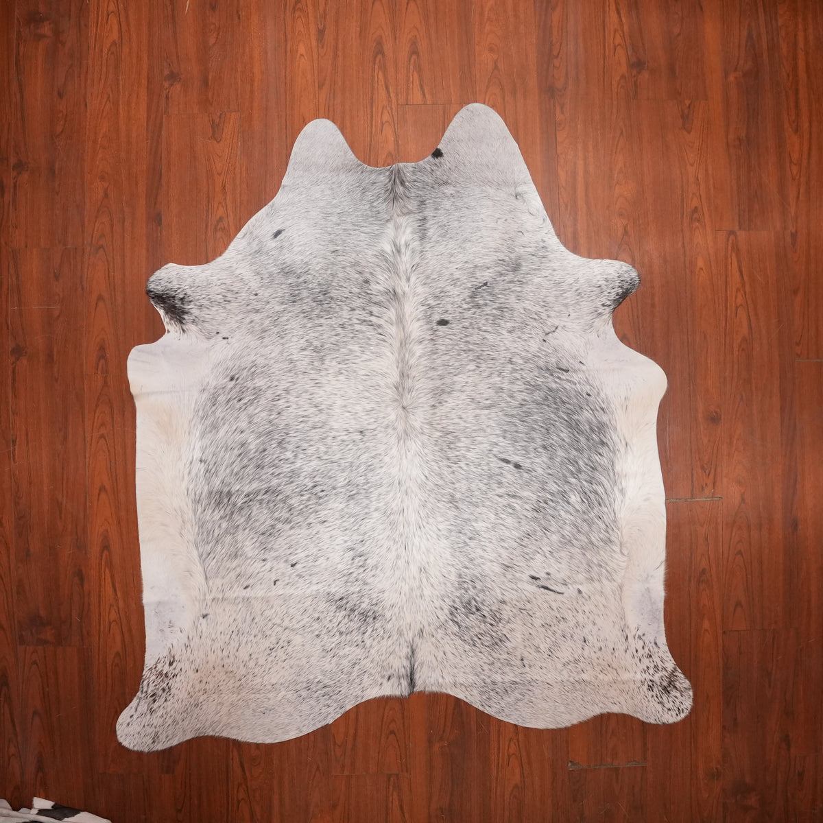 Salt-and-Pepper Black cow hide rug, 188 x 175 cm, genuine cowhide