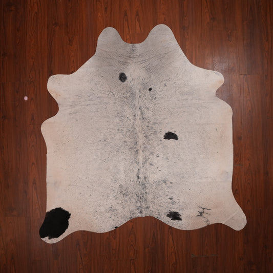 Salt-and-Pepper Black cow hide rug, 191 x 185 cm, genuine cowhide