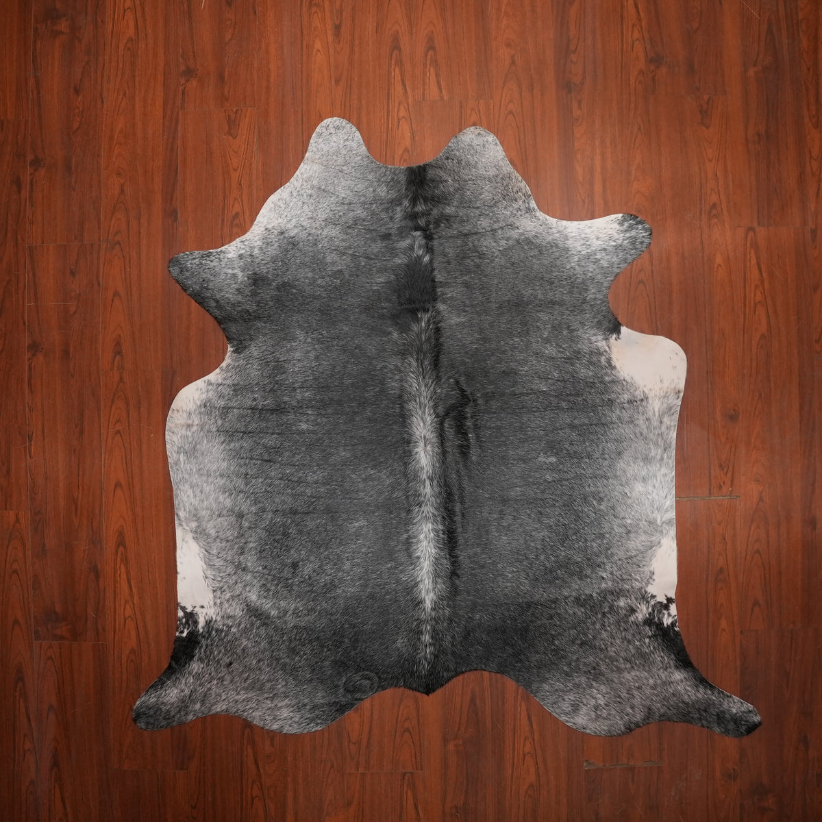 Salt-and-Pepper Black cow hide rug, 195 x 190 cm, genuine cowhide