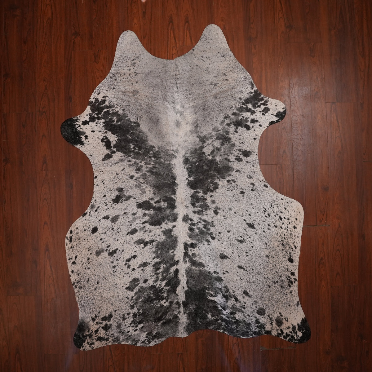 Salt-and-Pepper Black cow hide rug, 210 x 157 cm, genuine cowhide