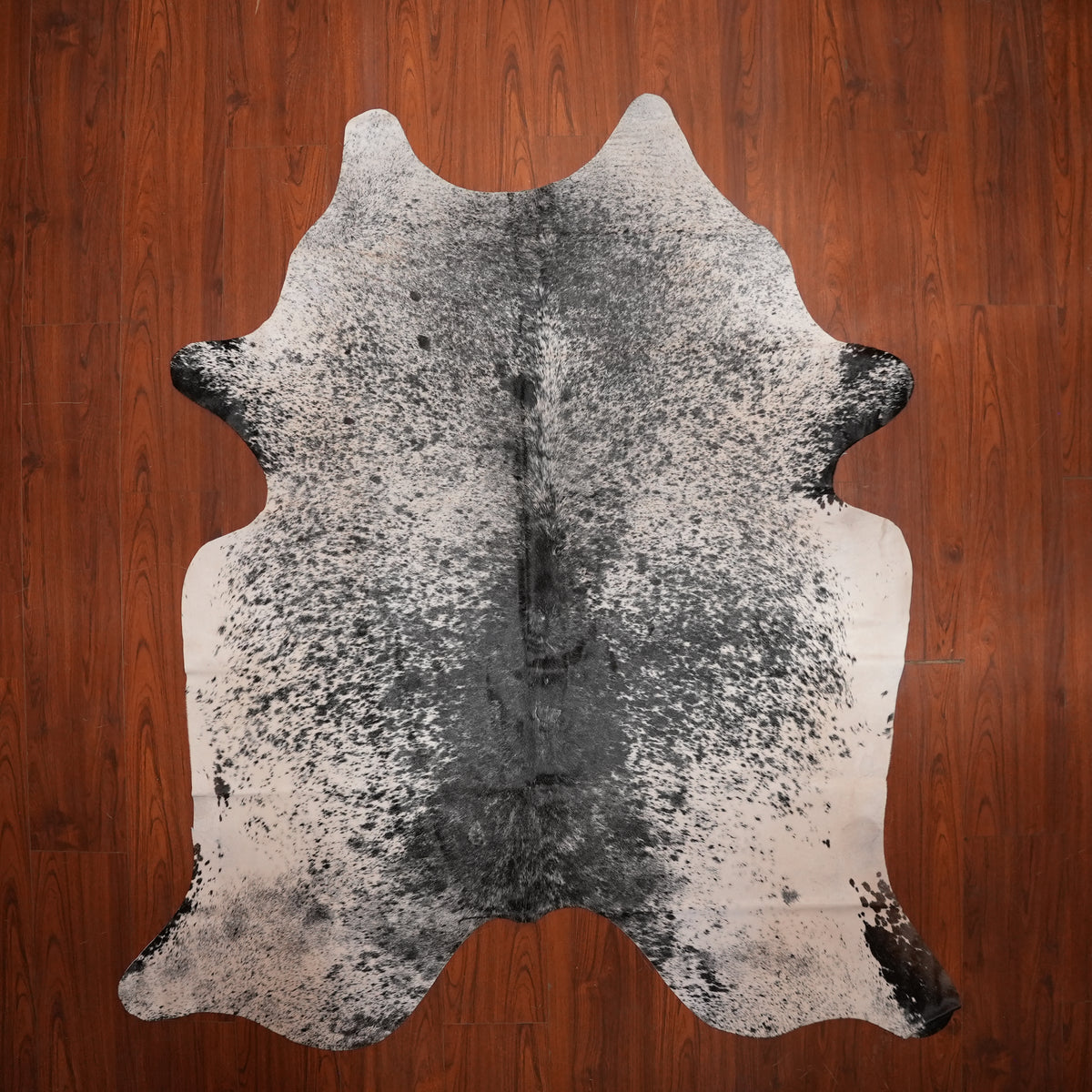 Salt-and-Pepper Black cow hide rug, 216 x 195 cm, genuine cowhide