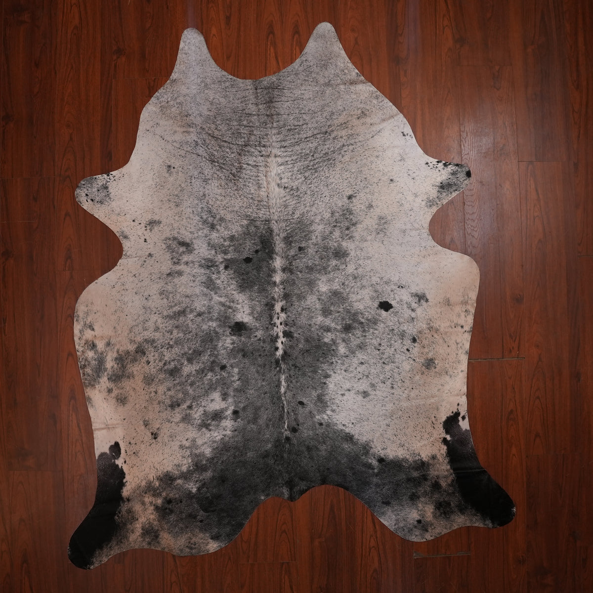 Salt-and-Pepper Black cow hide rug, 218 x 188 cm, genuine cowhide