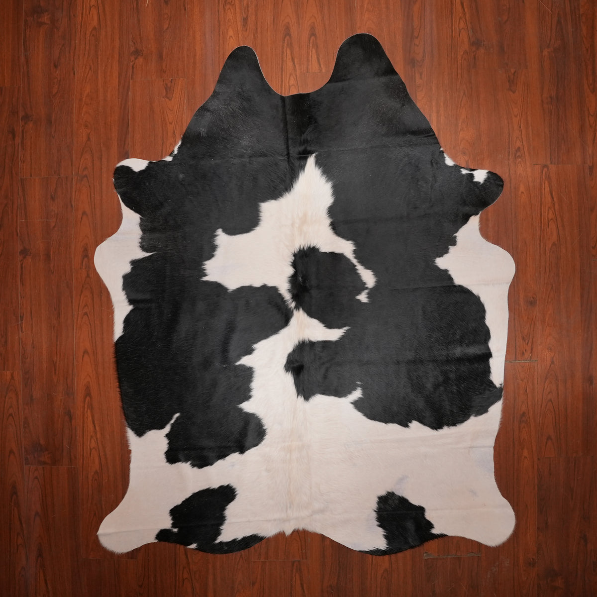 High-Contrast Black cow hide rug, 219 x 174 cm, genuine cowhide