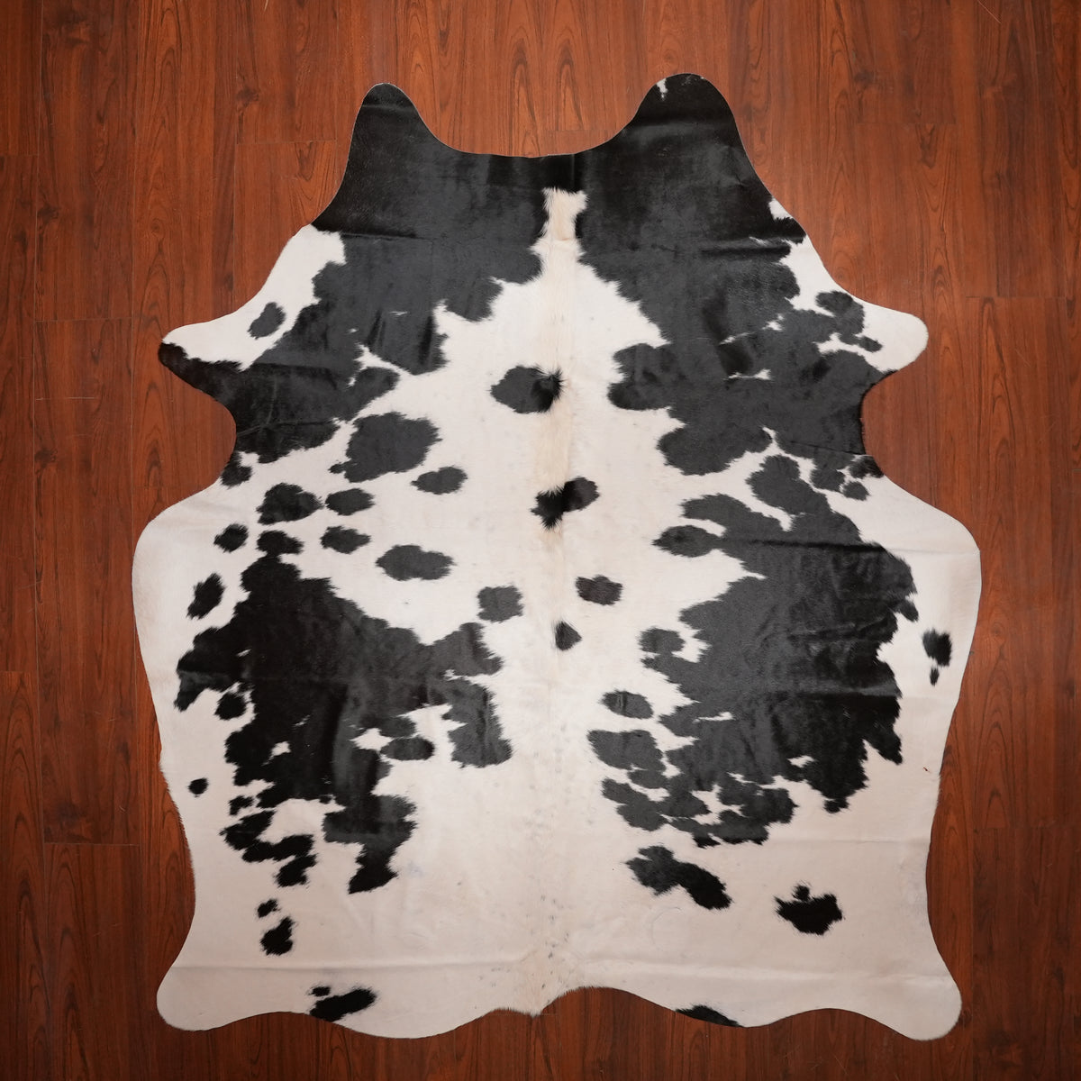 High-Contrast Black cow hide rug, 220 x 186 cm, genuine cowhide