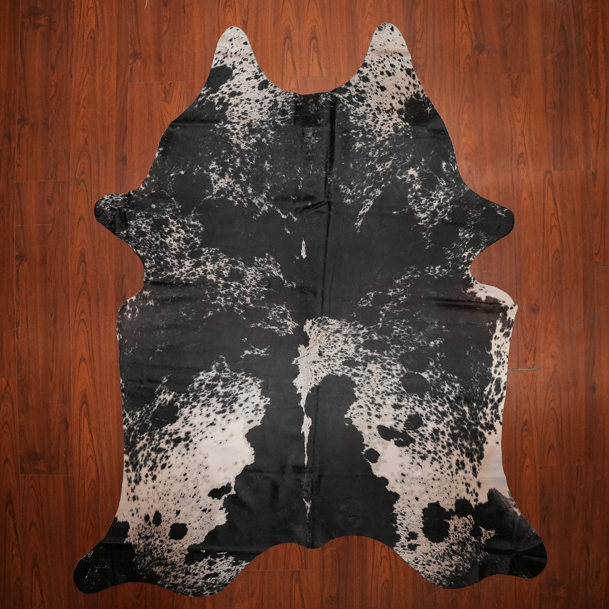 Speckled Contrast Black cow hide rug, 237 x 199 cm, genuine cowhide