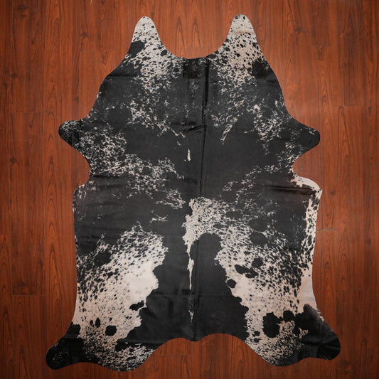 Speckled Contrast Black cow hide rug, 237 x 199 cm, genuine cowhide