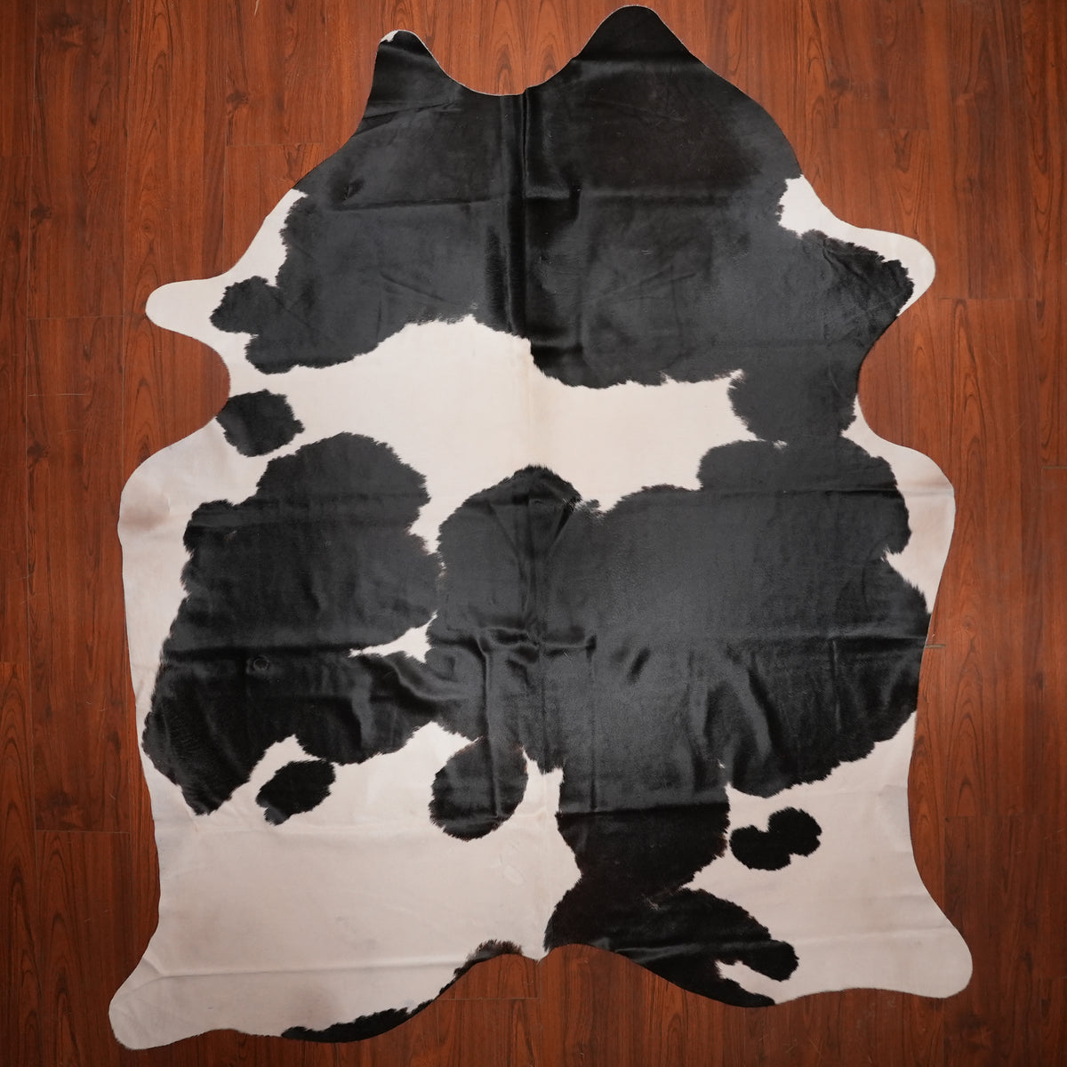 High-Contrast Black cow hide rug, 240 x 206 cm, genuine cowhide