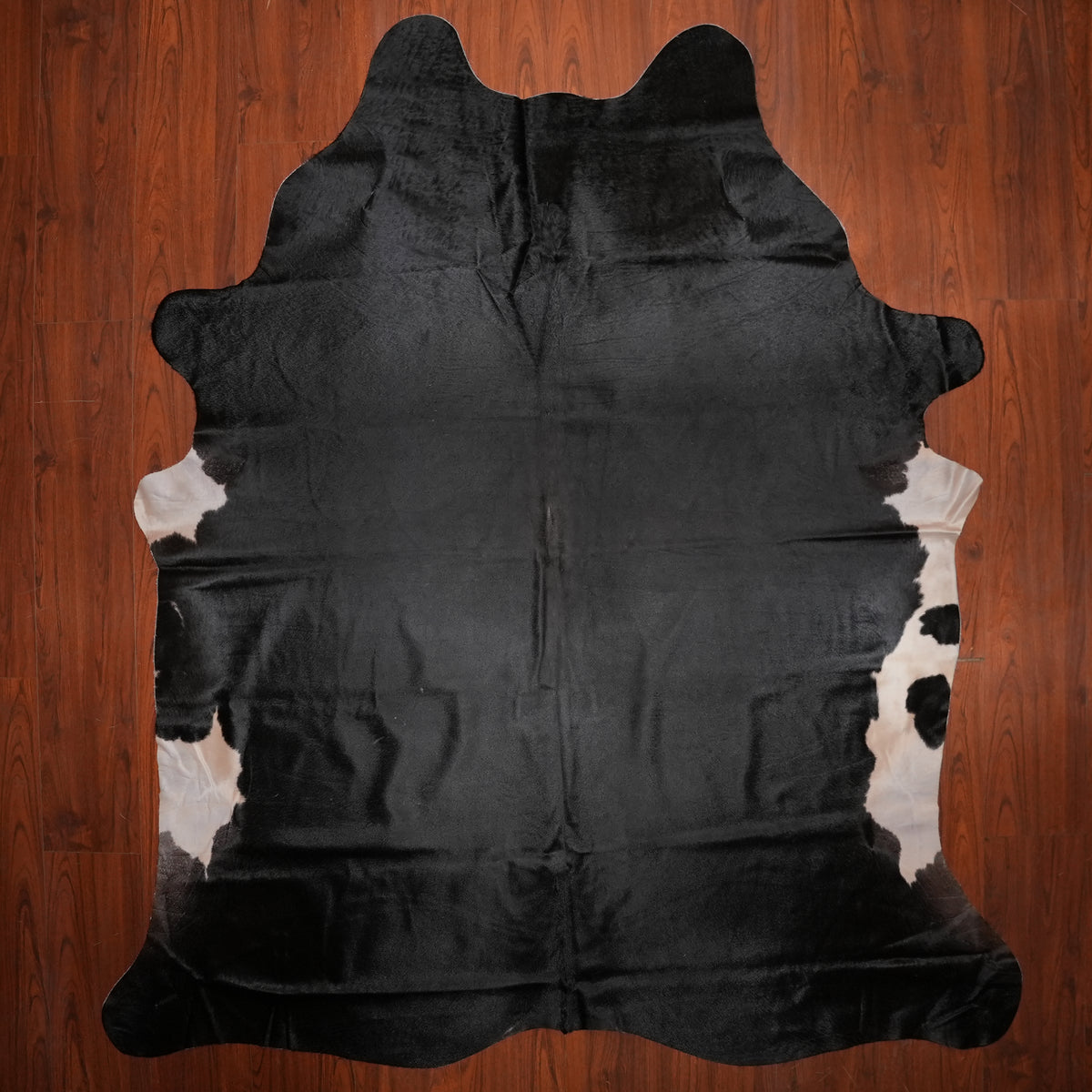 Jet Black Black cow hide rug, 250 x 212 cm, genuine cowhide