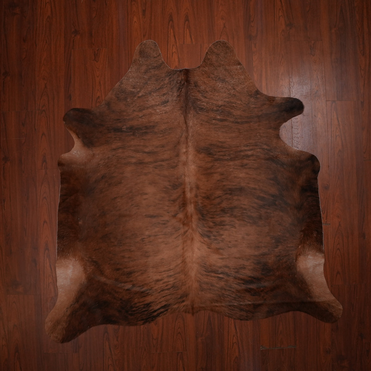Rich Chestnut Brindle cow hide rug, 187 x 198 cm, genuine cowhide