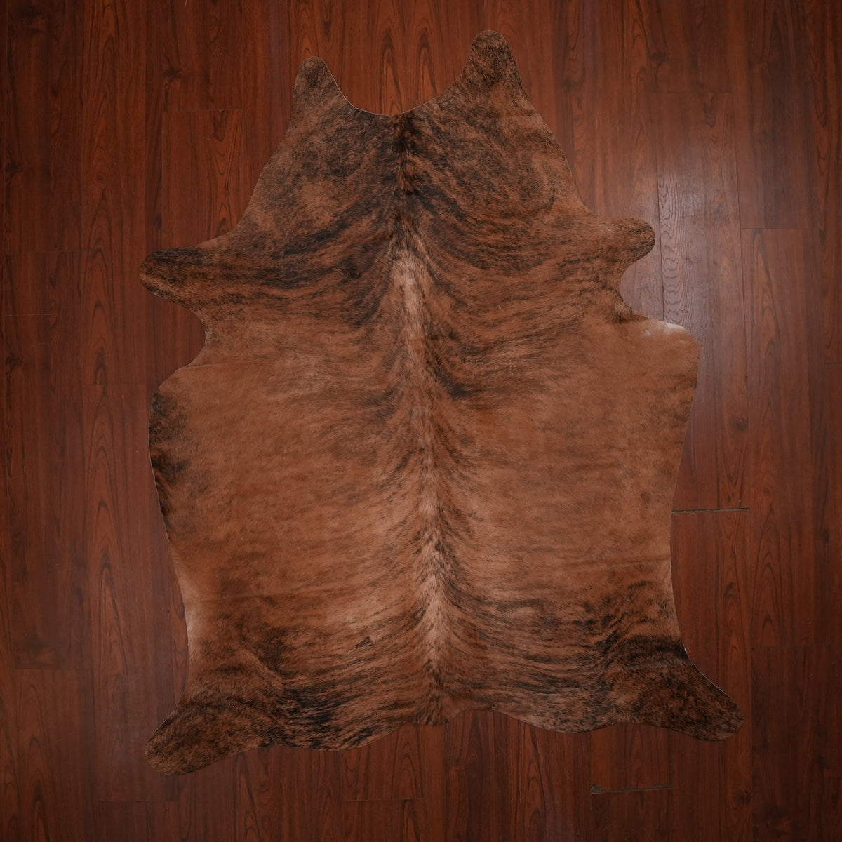 Rich Chestnut Brindle cow hide rug, 201 x 174 cm, genuine cowhide
