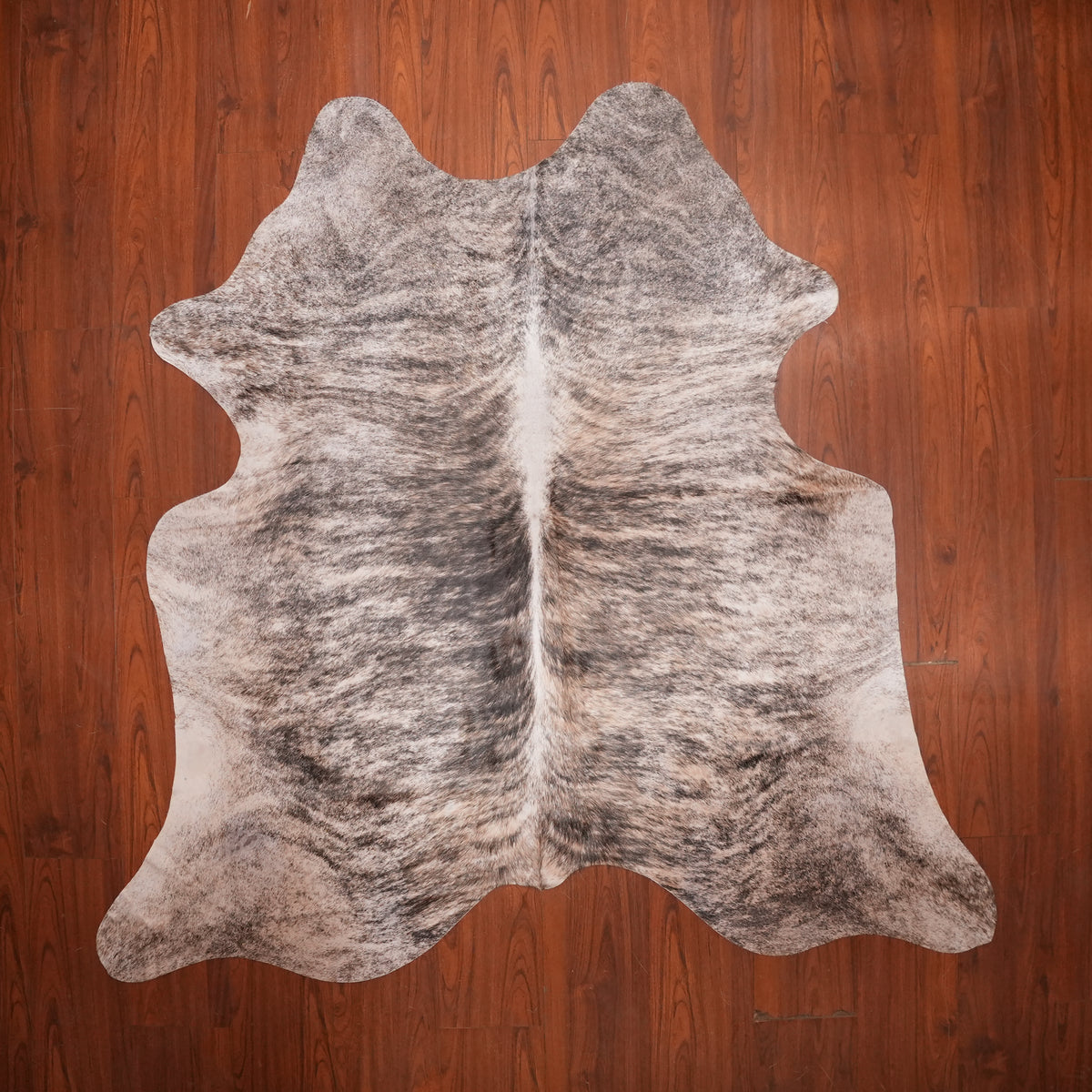 Soft Grey-Toned Brindle cow hide rug, 202 x 208 cm, genuine cowhide