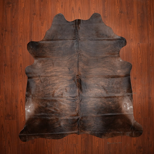 Dark Espresso Brindle cow hide rug, 204 x 203 cm, genuine cowhide