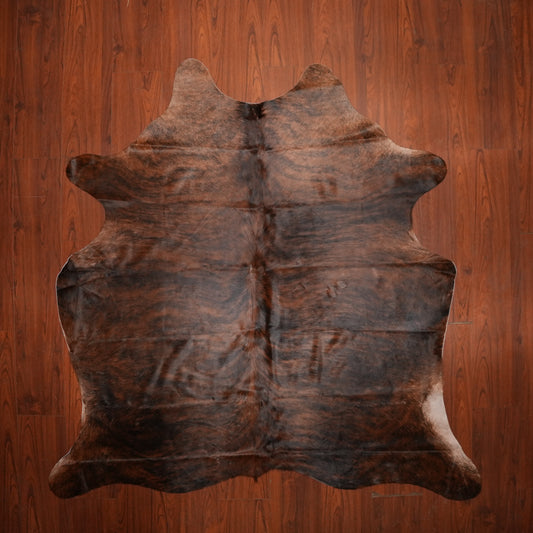 Dark Chestnut Brindle cow hide rug, 206 x 206 cm, genuine cowhide