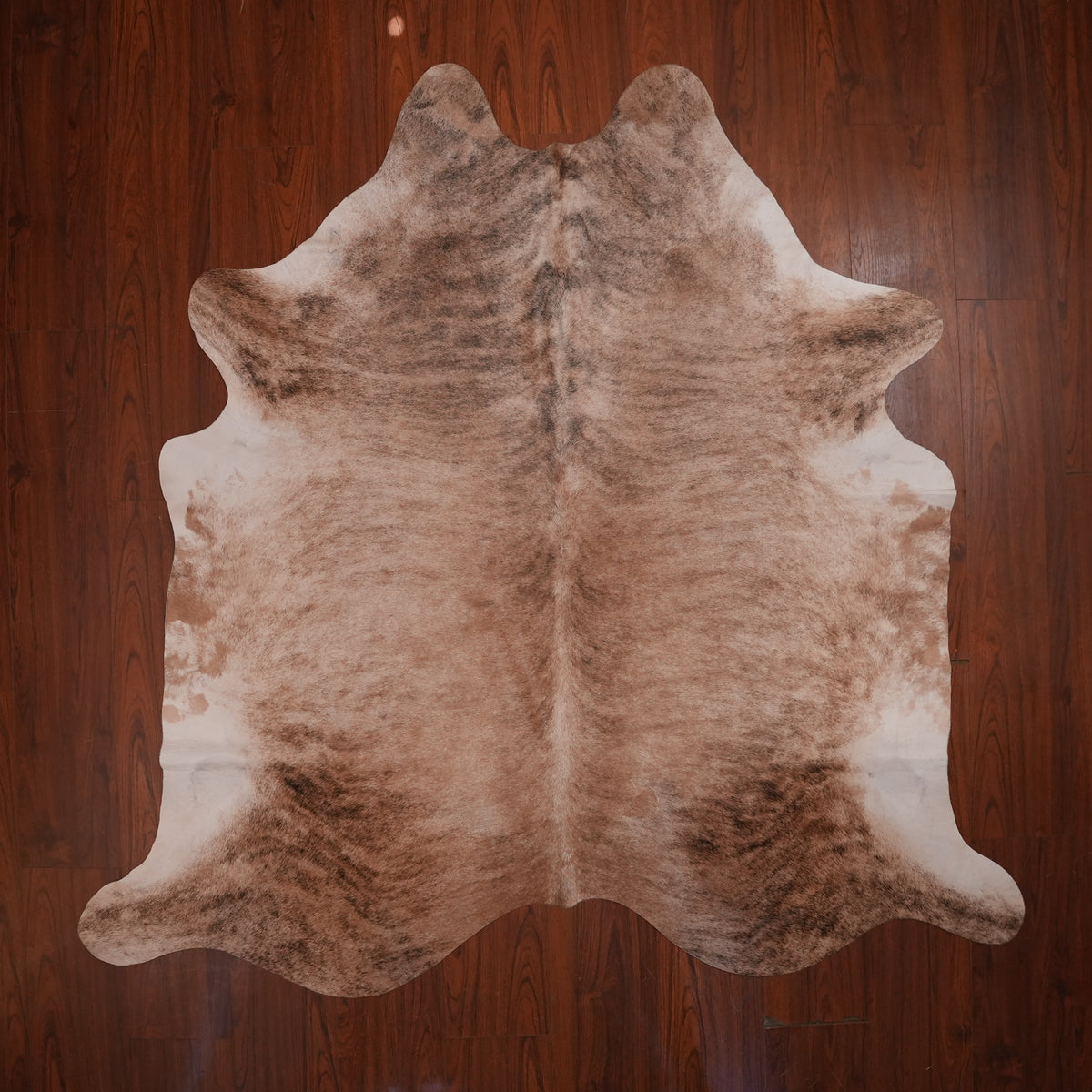 Soft Caramel Brindle cow hide rug, 213 x 216 cm, genuine cowhide