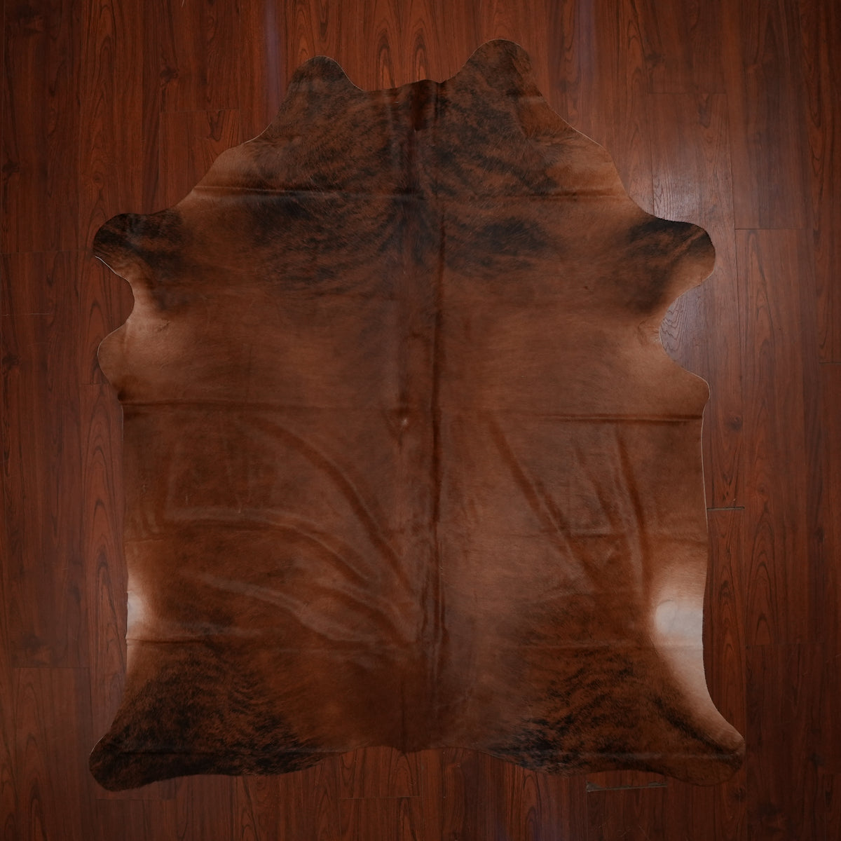 Rich Chestnut Brindle cow hide rug, 214 x 191 cm, genuine cowhide
