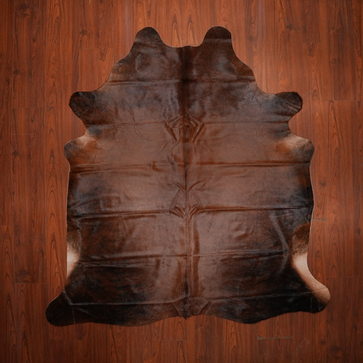 Dark Chocolate Brindle cow hide rug, 216 x 195 cm, genuine cowhide