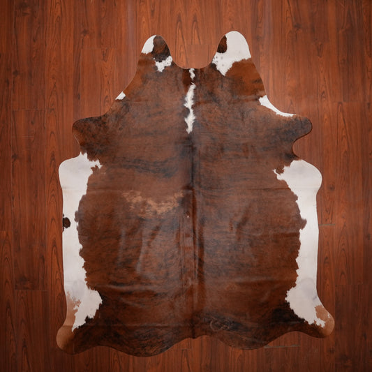 Rich Chestnut Brindle cow hide rug, 222 x 187 cm, genuine cowhide