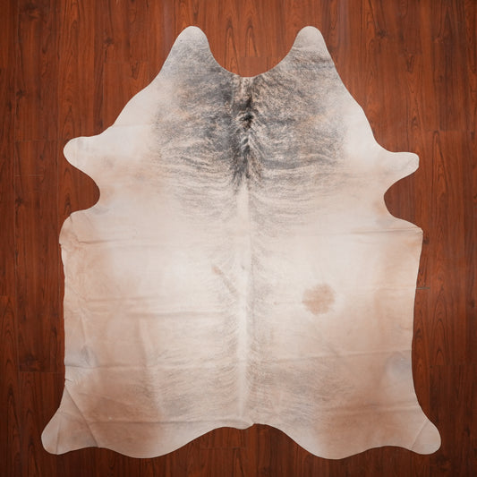 Soft Grey-Cream Brindle cow hide rug, 228 x 214 cm, genuine cowhide