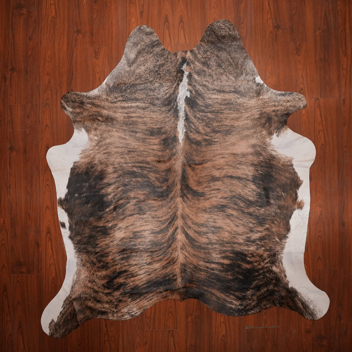 Rich Chestnut Brindle cow hide rug, 233 x 210 cm, genuine cowhide