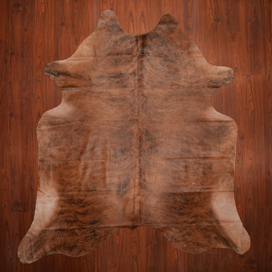 Warm Chestnut Brindle cow hide rug, 249 x 218 cm, genuine cowhide