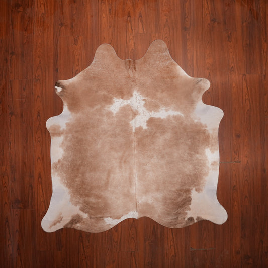 Caramel Patchy Brown cow hide rug, 183 x 171 cm, genuine cowhide