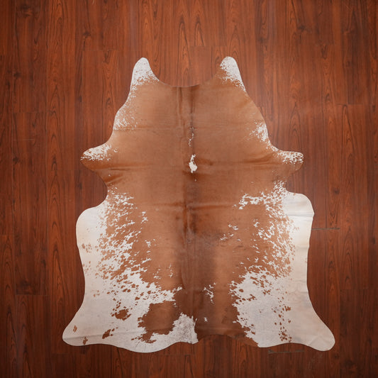 Caramel Speckled Brown cow hide rug, 195 x 180 cm, genuine cowhide